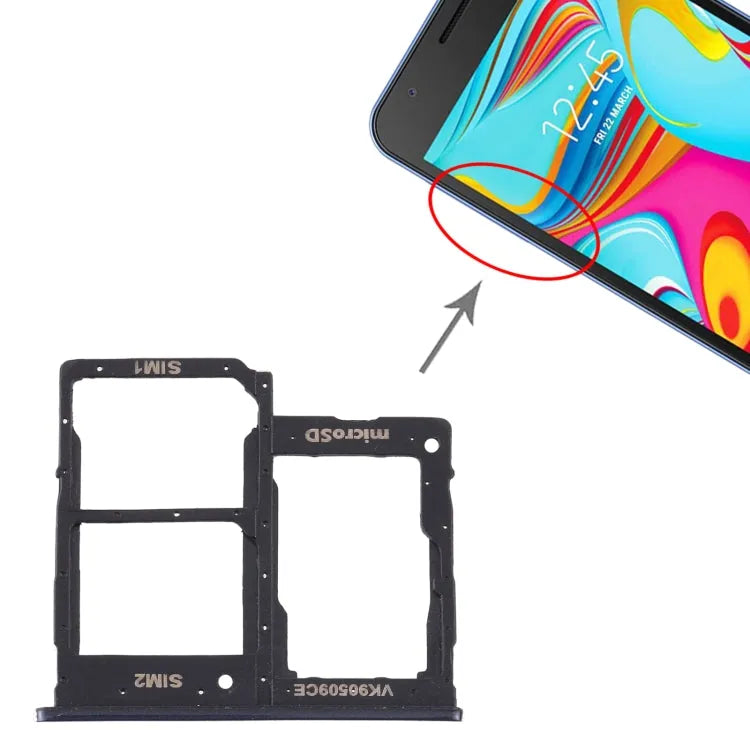 Set 2 SIM-kaartlades plus micro SD-kaartlade in zwart voor Samsung Galaxy A2 Core SM-A260