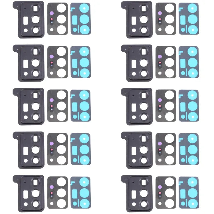 Set 10 stuks achtercamera-lensdeksel in zwart voor Samsung Galaxy Note20 Ultra 5G SM-N986
