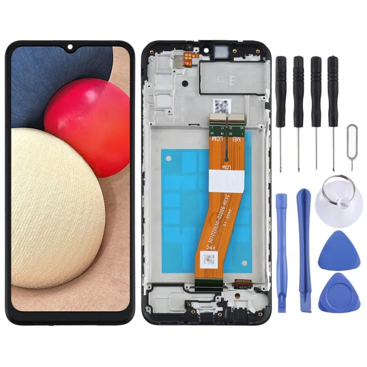 Origineel LCD-schermdigitizer volledige montage met frame voor Samsung Galaxy A02s SM-A025F (GE-versie)