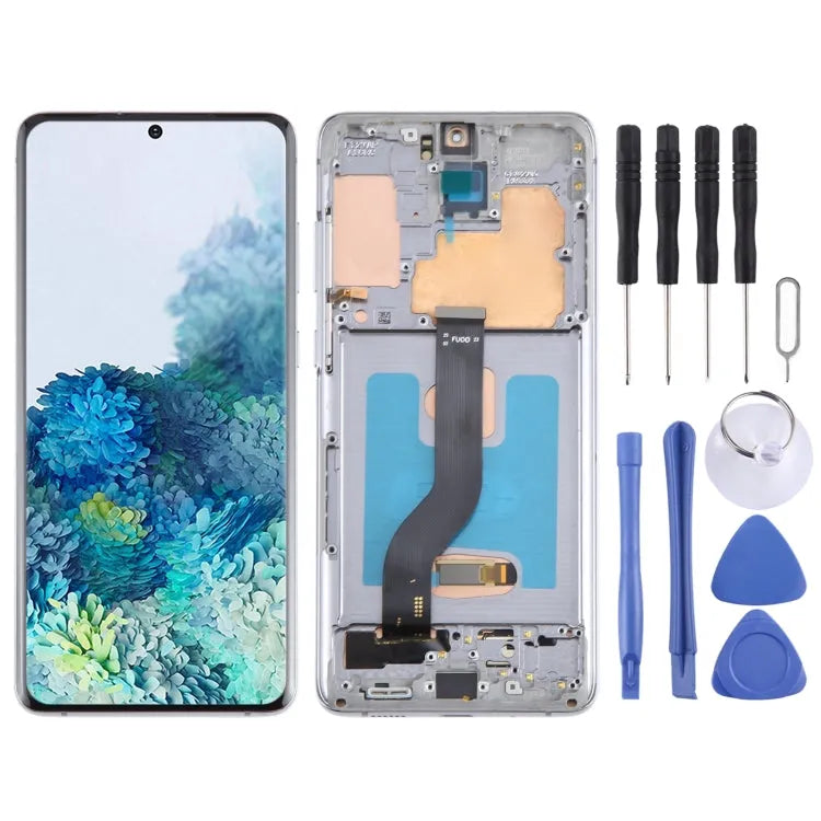 OLED LCD-schermdigitizer met frame voor Samsung Galaxy S20+ 4G 5G SM-G985 SM-G986 (grijs)