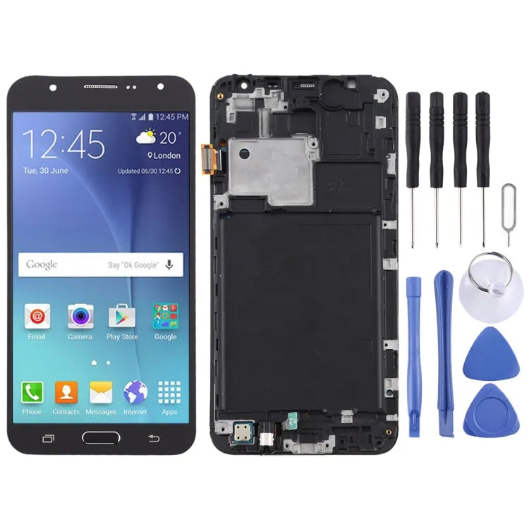 TFT LCD-scherm met digitizer en frame voor Samsung Galaxy J7 (2015) SM-J700F (zwart)