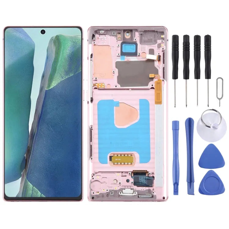 OLED LCD-scherm met digitizer volledige montage inclusief frame in roze