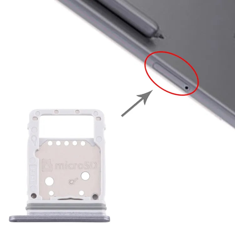 SIM-kaartlade en micro SD-kaartlade in zilver voor Samsung Galaxy Tab S6 SM-T860