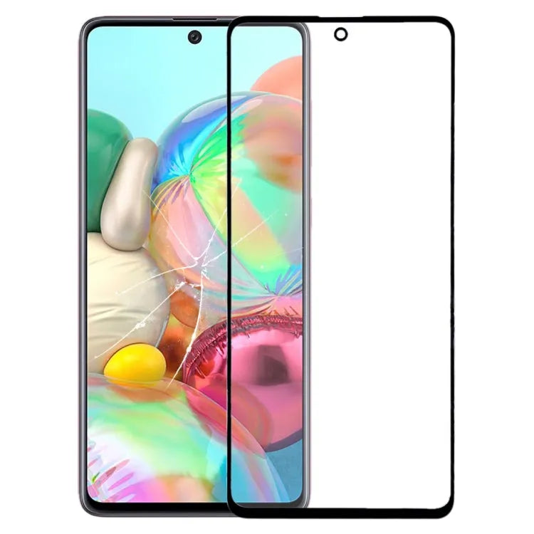 Voorscherm buitenste glazen lens in zwart voor Samsung Galaxy A71