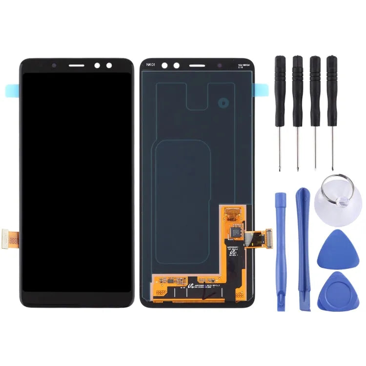 AMOLED LCD-schermdigitizer volledige montage in zwart voor Samsung Galaxy A8 (2018) en A5 (2018) A530