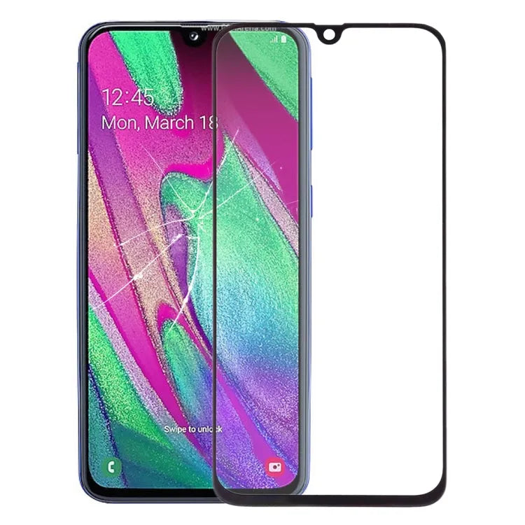 Voorscherm buitenste glazen lens in zwart voor Samsung Galaxy A40 SM-A405