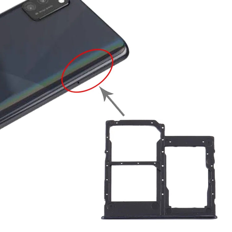 Set 2 SIM-kaartlades plus micro SD-kaartlade in zwart voor Samsung Galaxy A41 SM-A415