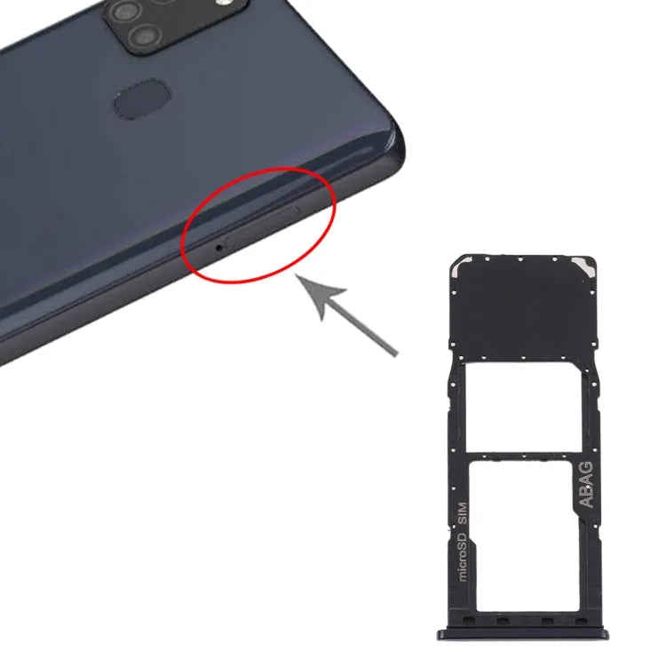 SIM-kaartlade plus micro SD-kaartlade in zwart voor Samsung Galaxy A21s SM-A217