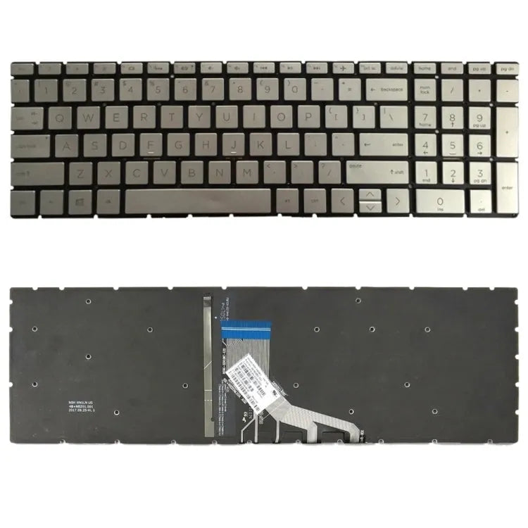 Laptoptoetsenbord US-versie met backlight in zilver voor HP 15-DA 15-DB TPN-C135 TPN-C136