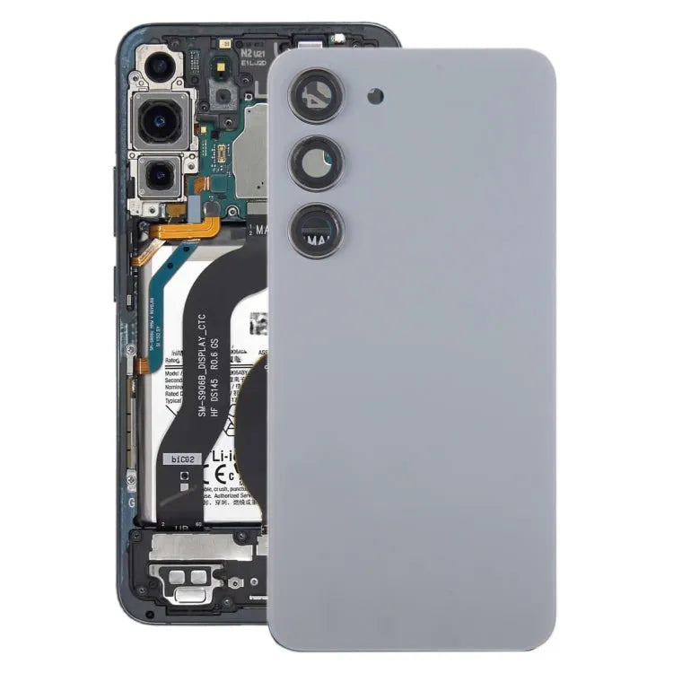 Samsung Galaxy S23 SM-S911B Akkudeckel mit Kameralinsen-Rahmen Grau