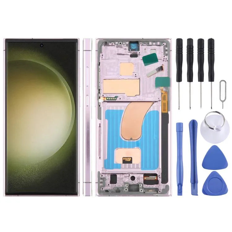 TFT-LCD-Bildschirm mit Digitizer und Rahmen für Samsung Galaxy S23 Ultra SM-S918B (6,72 Zoll, Violett)