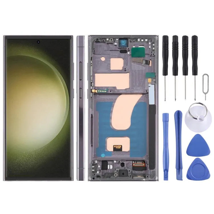 Voor Samsung Galaxy S23 Ultra SM-S918B 6,72 inch TFT LCD-schermdigitizer, volledige montage met frame, geen ondersteuning voor vingerafdrukherkenning (zwart)