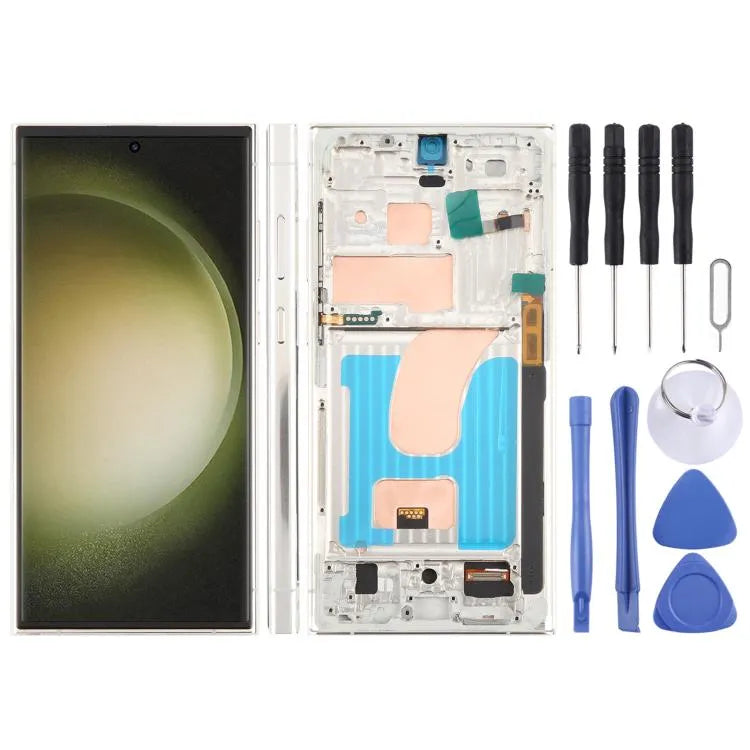 Voor Samsung Galaxy S23 Ultra SM-S918B 6,72 inch TFT LCD-schermdigitizer, volledige montage met frame, geen ondersteuning voor vingerafdrukherkenning (goud)