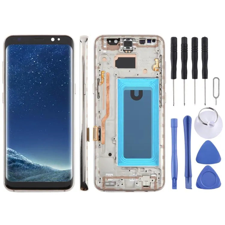 Voor Samsung Galaxy S8 SM-G950F 5,7 inch TFT LCD-schermdigitizer, volledige montage met frame (goud)