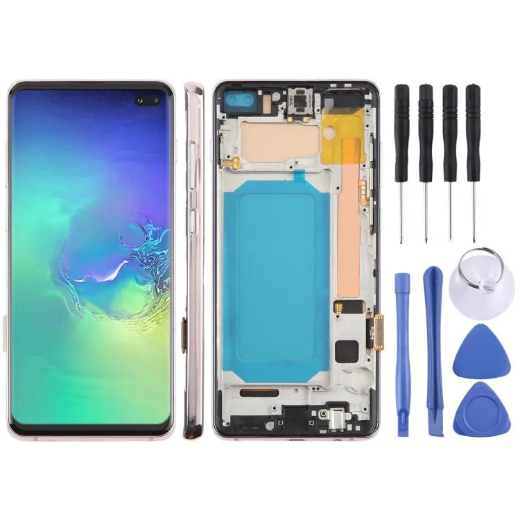 Voor Samsung Galaxy S10+ SM-G975F 6,38 inch TFT LCD-schermdigitaliser, volledige montage met frame, geen ondersteuning voor vingerafdrukherkenning (goud)