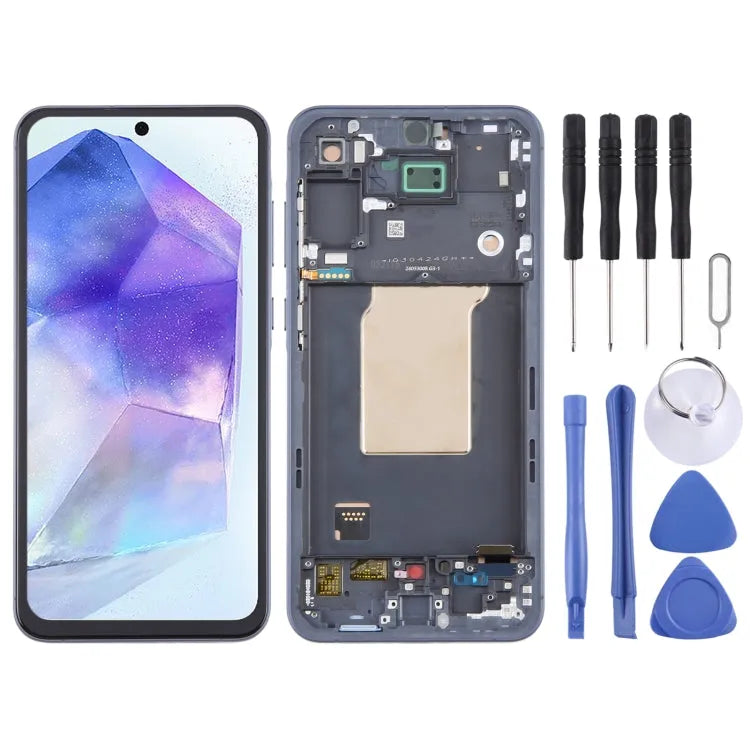 Voor Samsung Galaxy A55 SM-A556B TFT LCD-scherm digitizer complete module met frame, ondersteunt geen vingerafdrukherkenning.