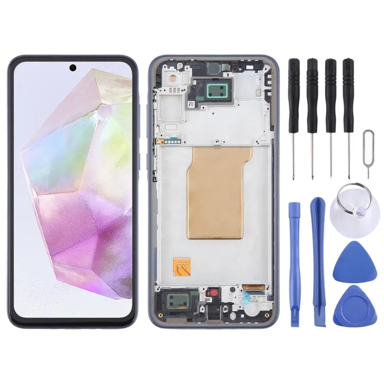 Voor Samsung Galaxy A35 SM-A356B TFT LCD-scherm digitizer complete module met frame, ondersteunt geen vingerafdrukherkenning.