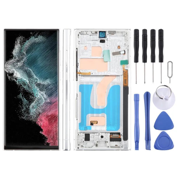 Voor Samsung Galaxy S22 Ultra SM-S908B 6,72 inch TFT LCD-schermdigitaliser, volledige montage met frame, geen ondersteuning voor vingerafdrukherkenning (zilver)