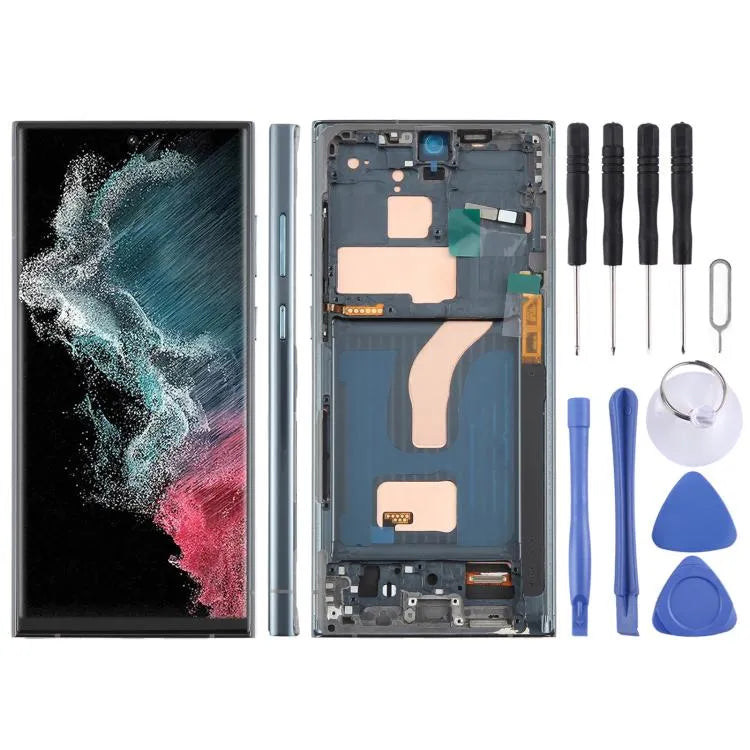 Voor Samsung Galaxy S22 Ultra SM-S908B 6,72 inch TFT LCD-schermdigitaliser, volledige montage met frame, geen ondersteuning voor vingerafdrukherkenning (groen)