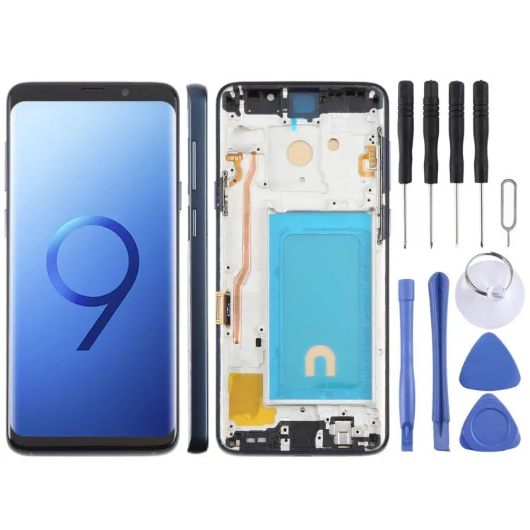 Voor Samsung Galaxy S9+ SM-G965F 6,18 inch TFT LCD-schermdigitizer, volledige montage met frame (blauw)