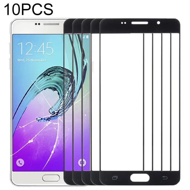 Voor Samsung Galaxy A7 (2016) / A710 10 stuks voorscherm buitenste glazen lens (zwart)