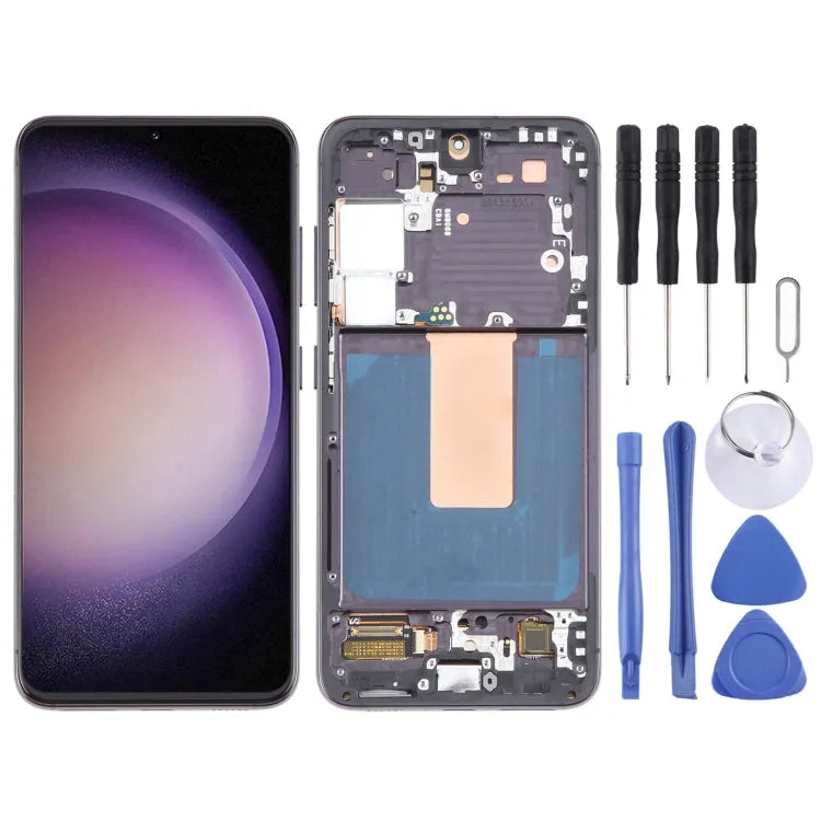 Voor Samsung Galaxy S23 SM-S911B 6.43 inch EU-versie OLED LCD-scherm Digitizer volledige montage met frame (zwart)