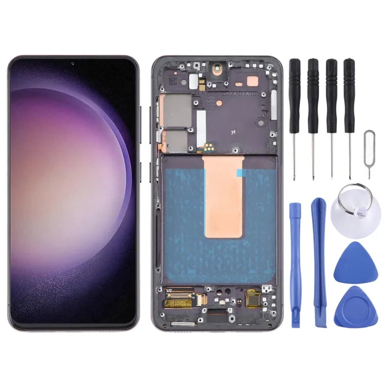 Voor Samsung Galaxy S23 SM-S911B 6.43 inch Amerikaanse versie OLED LCD-scherm Digitizer volledige montage met frame (zwart)