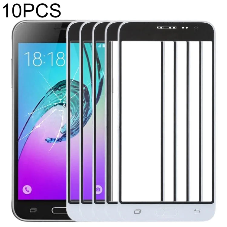 Voor Samsung Galaxy J3 (2016) / J320FN / J320F / J320G / J320M / J320A / J320V / J320P 10 stuks voorscherm buitenste glazen lens (wit)