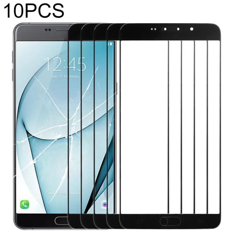 Voor Samsung Galaxy A9 (2016) / A900 10 stuks voorscherm buitenste glazen lens (zwart)