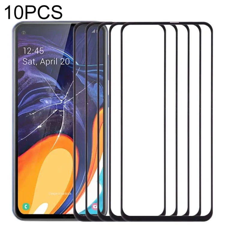 Voor Samsung Galaxy A60 10 stuks voorscherm buitenste glazen lens (zwart)
