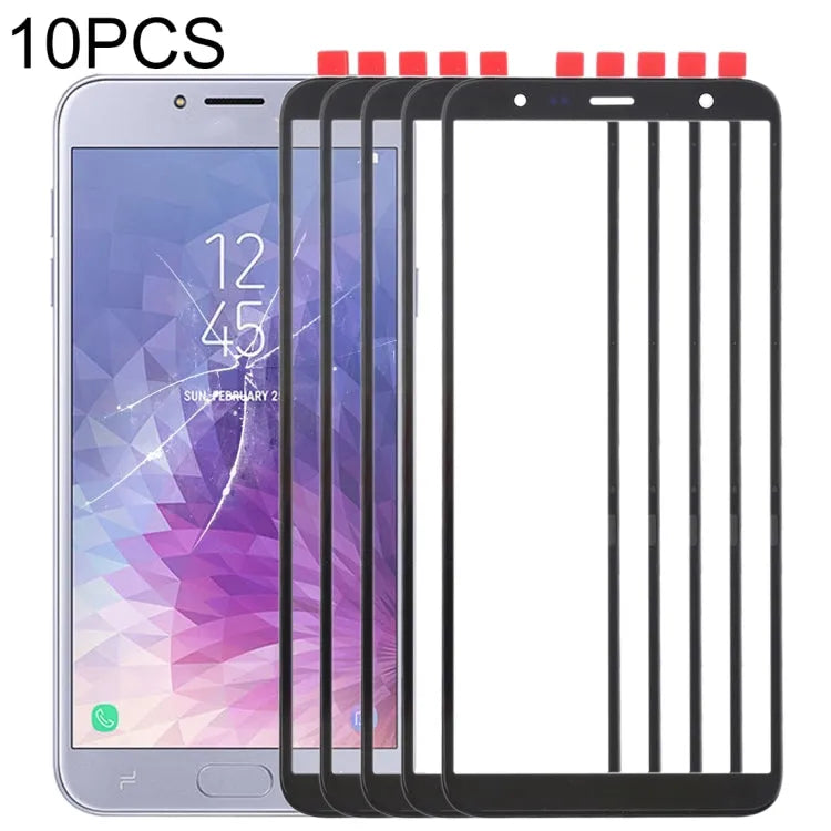 Voor Samsung Galaxy J4+ / J6+ / J610 10 stuks voorscherm buitenste glazen lens (zwart)