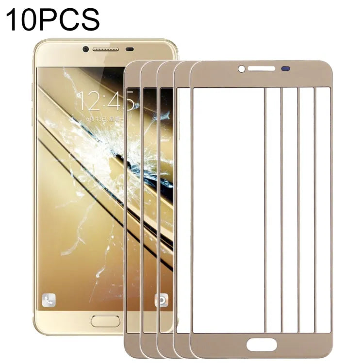 Voor Samsung Galaxy C5 10 stuks voorscherm buitenste glazen lens (goud)