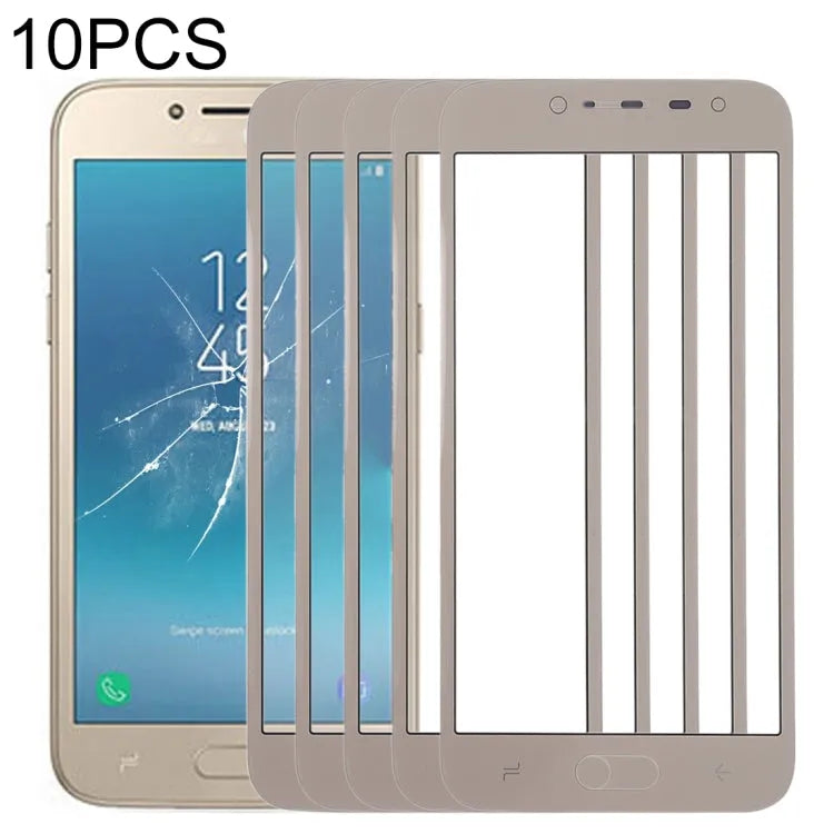 Voor Samsung Galaxy J2 Pro (2018), J250F/DS 10 stuks voorscherm buitenste glazen lens (goud)