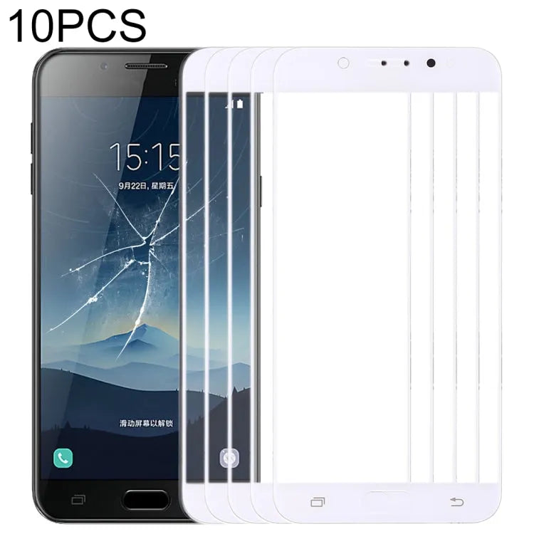 Voor Samsung Galaxy C8 / C7100, C7(2017) / J7+, C710F/DS 10 stuks voorscherm buitenste glazen lens (wit)