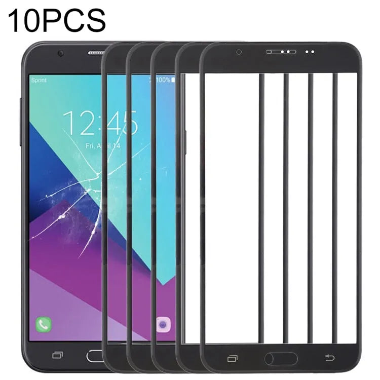 Voor Samsung Galaxy J7 V / J727V / J727P 10 stuks voorscherm buitenste glazen lens (zwart)
