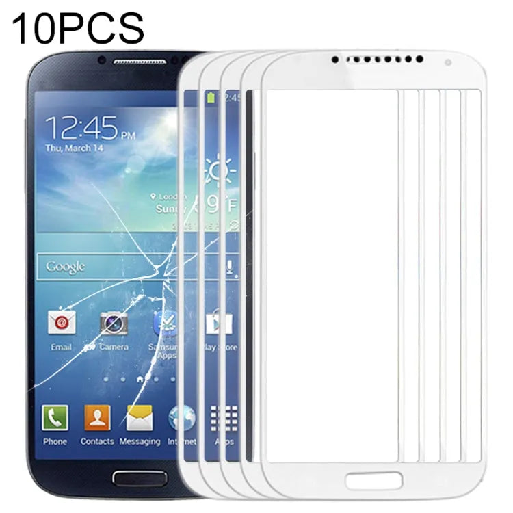 Voor Samsung Galaxy S IV / i9500 10 stuks voorscherm buitenste glazen lens (wit)
