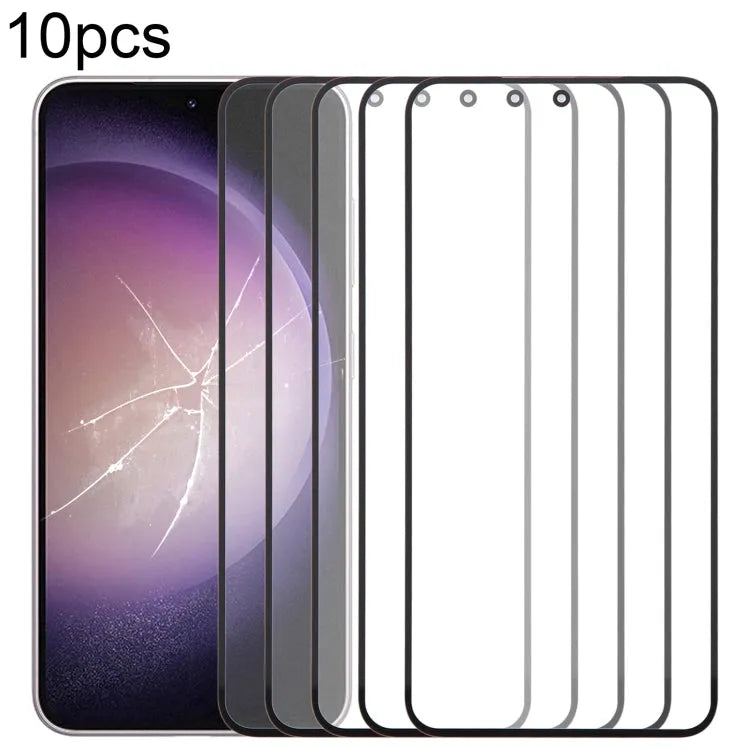 Voor Samsung Galaxy S23 SM-S911B 10 stuks voorscherm buitenste glazen lens met OCA optisch heldere lijm