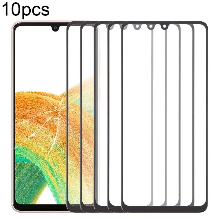 Voor Samsung Galaxy A33 5G SM-A336B 10 stuks voorscherm buitenste glazen lens met OCA optisch heldere lijm