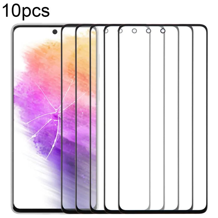 Voor Samsung Galaxy A73 SM-A736B 10 stuks voorscherm buitenste glazen lens met OCA optisch heldere lijm