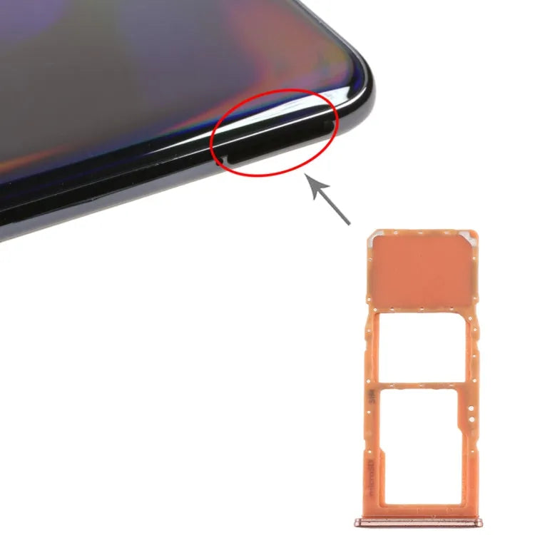 Voor Galaxy A70 SIM-kaartlade + Micro SD-kaartlade (oranje)
