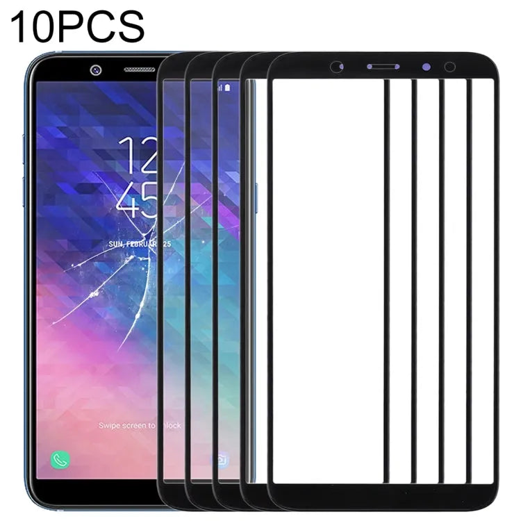 Voor Samsung Galaxy A6 (2018) 10 stuks voorscherm buitenste glazen lens (zwart)