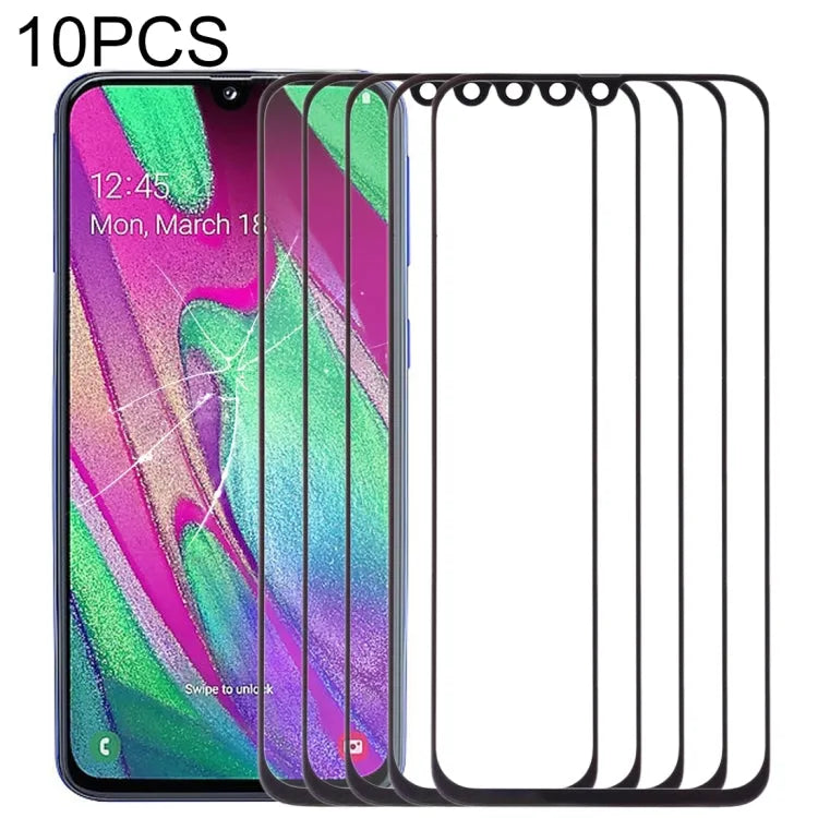 Voor Samsung Galaxy A40 10 stuks voorscherm buitenste glazen lens (zwart)