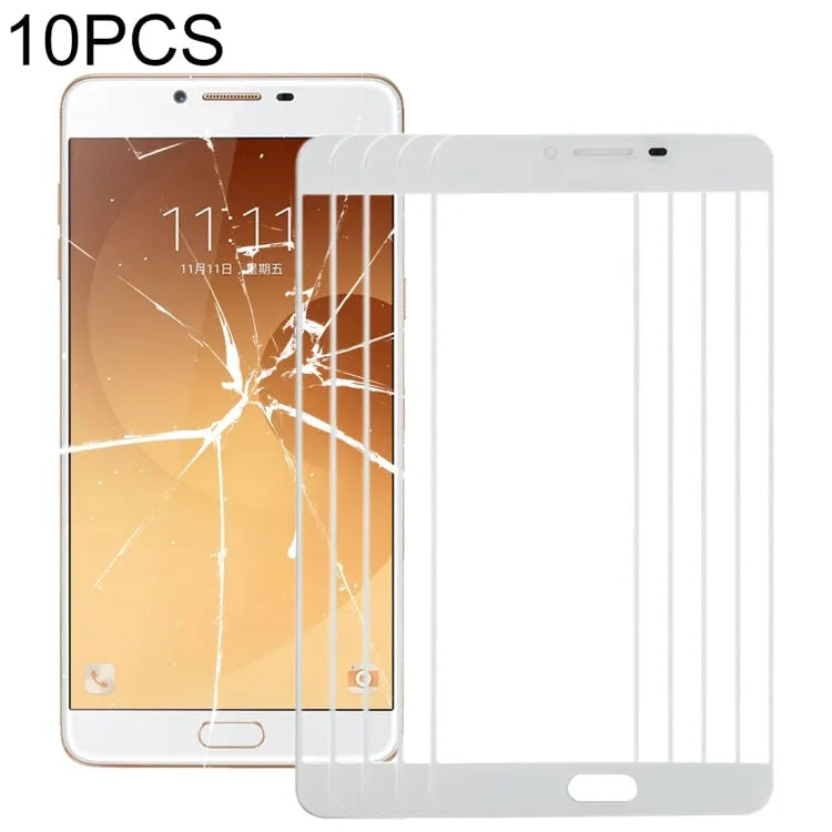 Voor Samsung Galaxy C9 Pro / C900 10 stuks voorscherm buitenste glazen lens (wit)