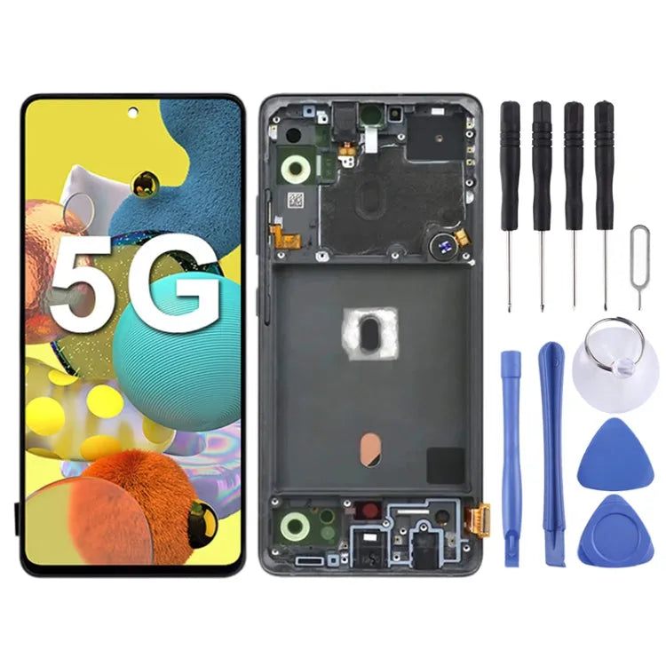 Originele Super AMOLED Lcd-scherm Voor Samsung Galaxy A51 5G SM-A516 Digitizer Volledige Montage met Frame: