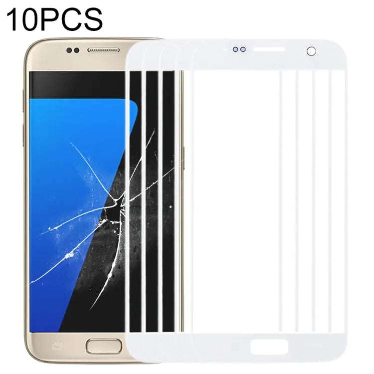Voor Samsung Galaxy S7 / G930 10 stuks voorscherm buitenste glazen lens (wit)