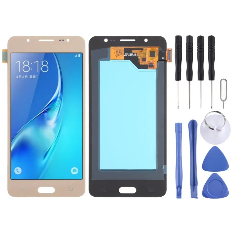 OLED LCD-scherm voor Samsung Galaxy J5 (2016) SM-J510 met Digitizer Volledige montage (Goud)