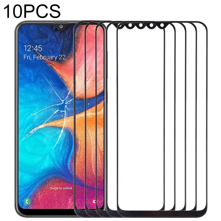 Voor Samsung Galaxy A20 10 stuks voorscherm buitenste glazen lens (zwart)