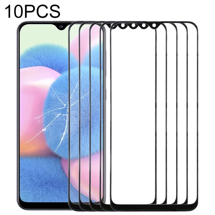 Voor Samsung Galaxy A30s 10 stuks voorscherm buitenste glazen lens (zwart)