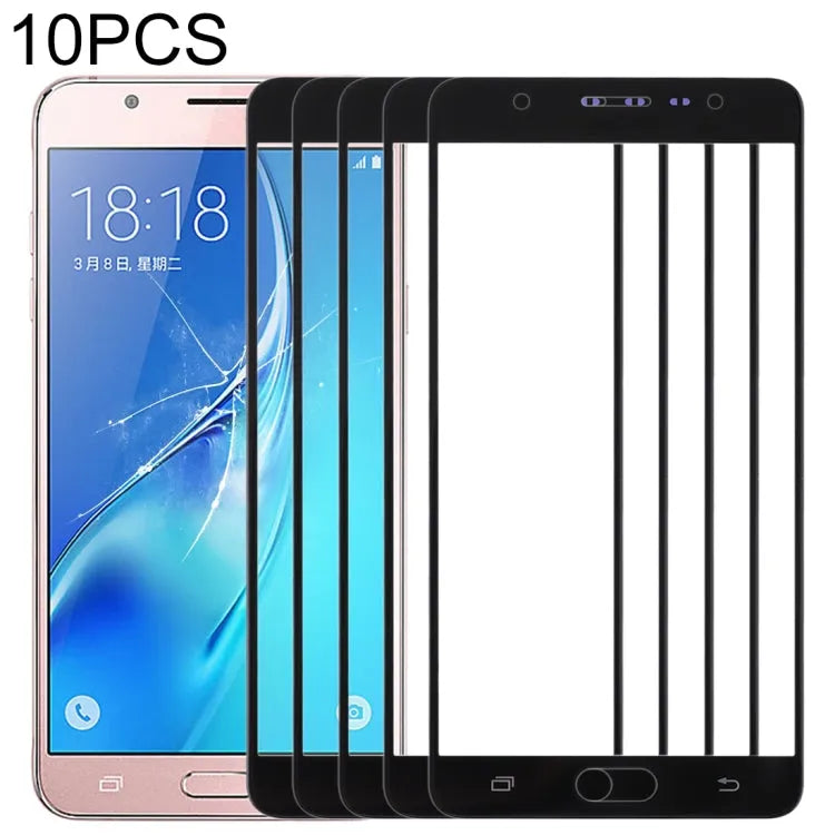 Voor Samsung Galaxy J7 Max 10 stks Front Screen Outer Glas Lens (Zwart)