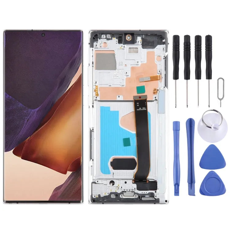 Voor Samsung Galaxy Note20 Ultra 4G Originele Super AMOLED LCD-scherm Digitizer volledige montage met frame (zilver)